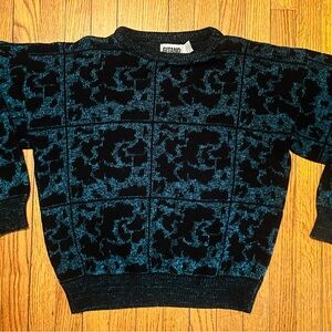 Y2K Gitano Black and Blue Patterned Sweater Size medium